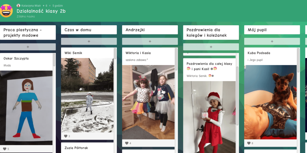 Działalność klasy 2b na padlet.com